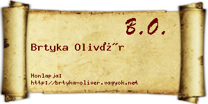 Brtyka Olivér névjegykártya